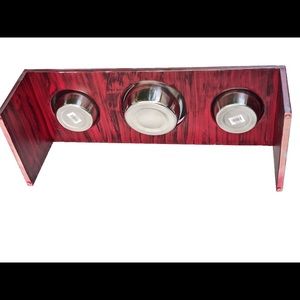 Stonewon Designs Dining Winter Plum 3 Bowl Dog Feeder Dog Bowl